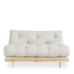 ROOTS Canapé convertible 140x200cm en bois naturel et tissu