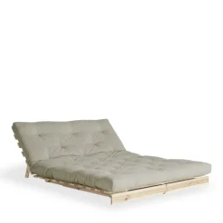 ROOTS Canapé convertible 140x200cm en bois naturel et tissu