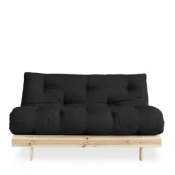 ROOTS Canapé convertible 140x200cm en bois naturel et tissu
