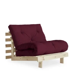 ROOTS Fauteuil convertible 90x200cm en bois naturel et tissu