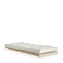 ROOTS Fauteuil convertible 90x200cm en bois naturel et tissu