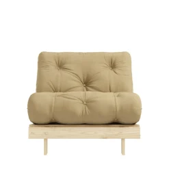 ROOTS Fauteuil convertible 90x200cm en bois naturel et tissu