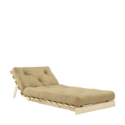 ROOTS Fauteuil convertible 90x200cm en bois naturel et tissu