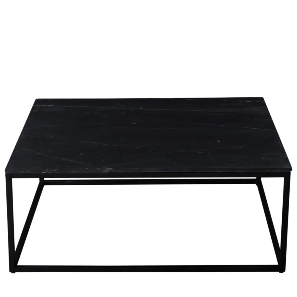 SAKU Table basse carrée en marbre et métal 100x100cm