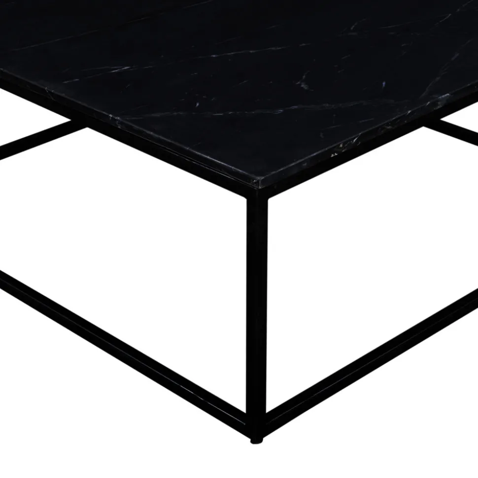 SAKU Table basse carrée en marbre et métal 100x100cm