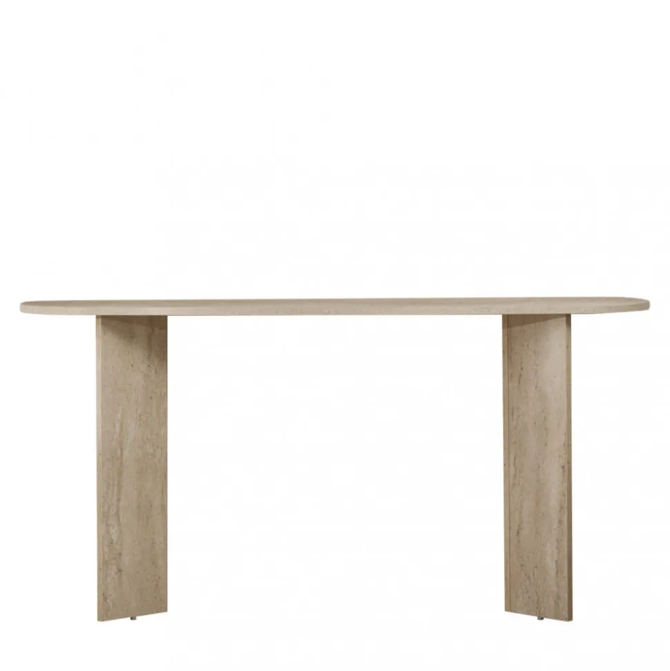 SAM Console ovale en effet travertin L150cm