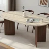 SAM Table à manger 8 personnes ovale en bois et effet travertin