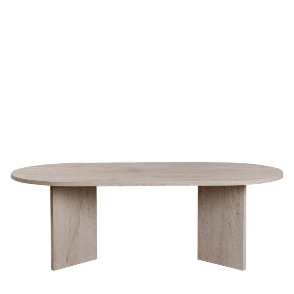 SAM Table basse ovale effet travertin 119x60cm