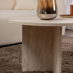 SAM Table basse ovale effet travertin 119x60cm