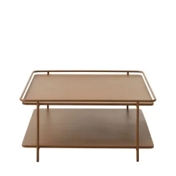 SARANDA Table basse carrée 2 plateaux en métal 75x75cm
