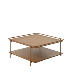 SARANDA Table basse carrée 2 plateaux en métal 75x75cm