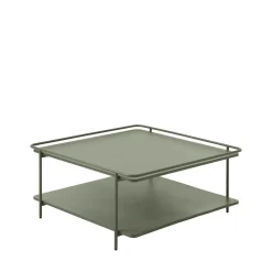 SARANDA Table basse carrée 2 plateaux en métal 75x75cm