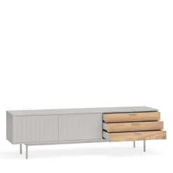 SIERRA Meuble TV 2 portes, 3 tiroirs en bois L180cm