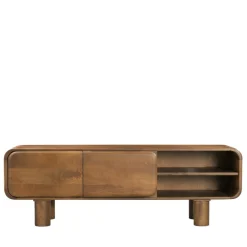 SIRA Meuble tv 2 portes en bois massif L140cm