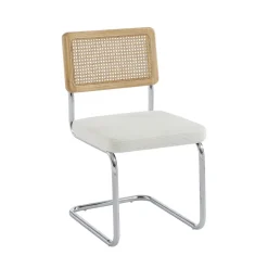 SKANA Lot de 2 chaises en velours côtelé pieds chrome
