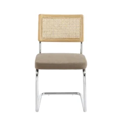 SKANA Lot de 2 chaises en velours côtelé pieds chrome