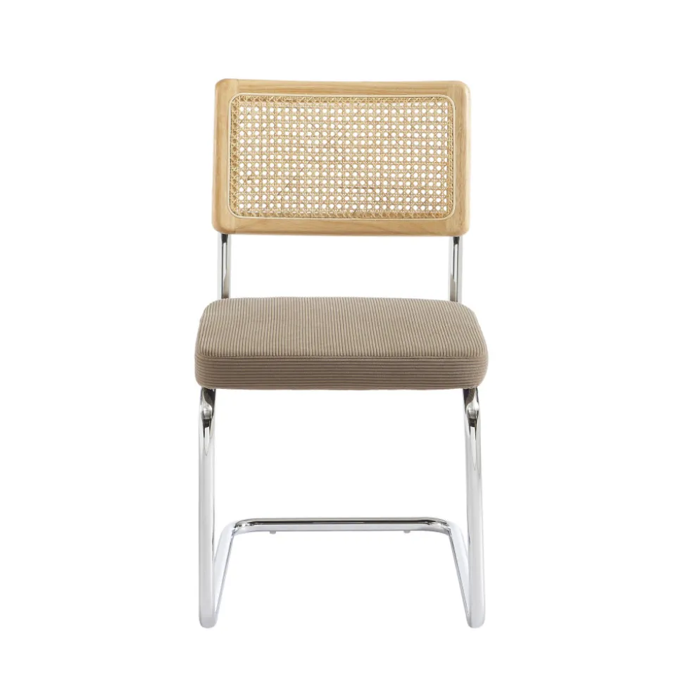 SKANA Lot de 2 chaises en velours côtelé pieds chrome