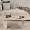 SOMA Table basse ovale effet travertin 130x65cm