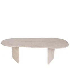 SOMA Table basse ovale effet travertin 130x65cm