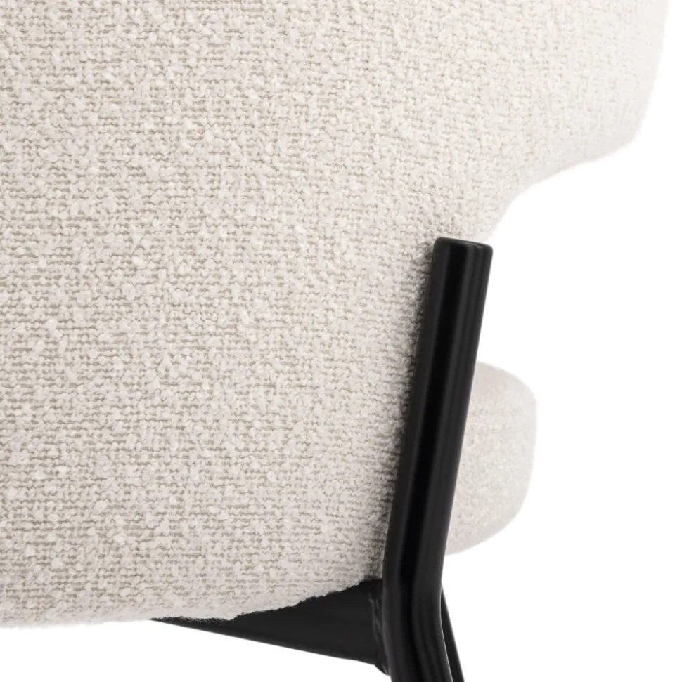 SOREN Lot de 2 chaises de bar en tissu bouclette et métal H65cm