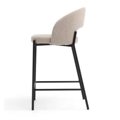 SOREN Lot de 2 chaises de bar en tissu bouclette et métal H65cm