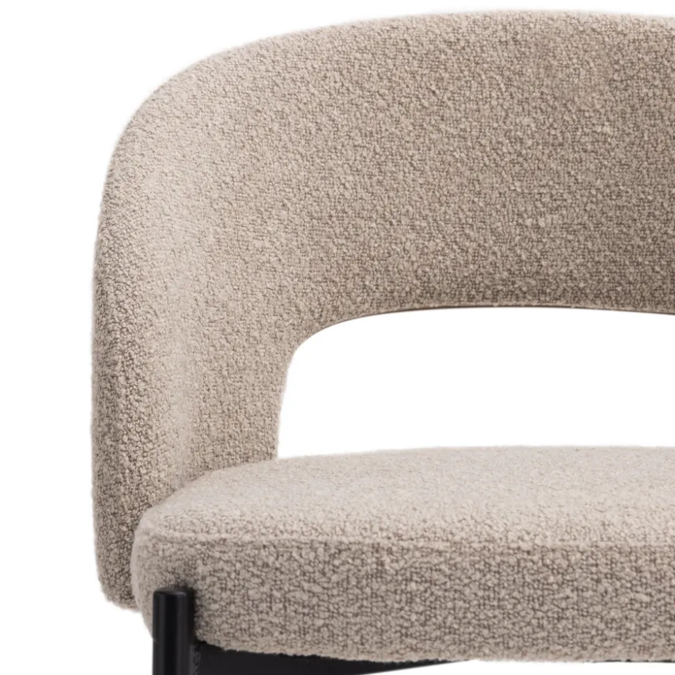 SOREN Lot de 2 chaises de bar en tissu bouclette et métal H65cm