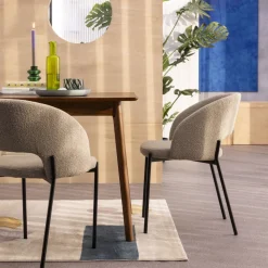 SOREN Lot de 2 chaises en tissu bouclette et métal