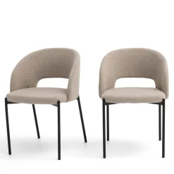 SOREN Lot de 2 chaises en tissu bouclette et métal