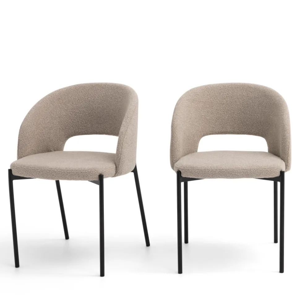 SOREN Lot de 2 chaises en tissu bouclette et métal