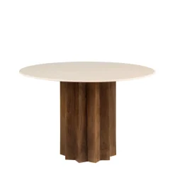 SORONG Table à manger 4 personnes ronde en marbre et bois massif