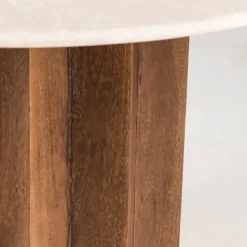 SORONG Table à manger 4 personnes ronde en marbre et bois massif