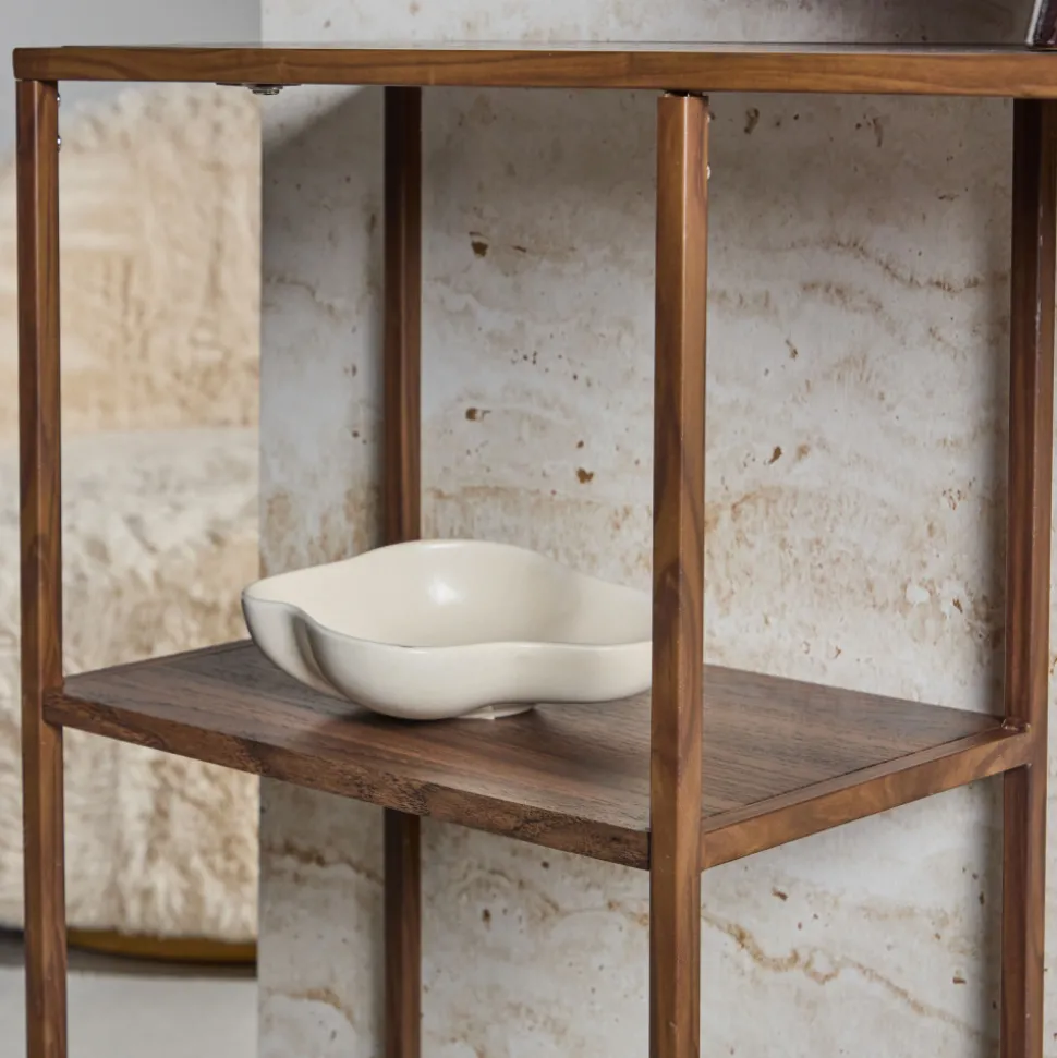 STAAL Étagère en bois effet noyer et métal H81cm