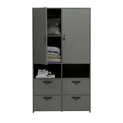 STAGE Armoire 2 portes 4 tiroirs en bois