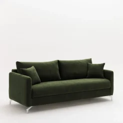 STEFFEN Canapé convertible express 3 places en tissu et pieds chrome