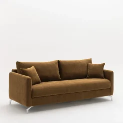 STEFFEN Canapé convertible express 3 places en tissu et pieds chrome