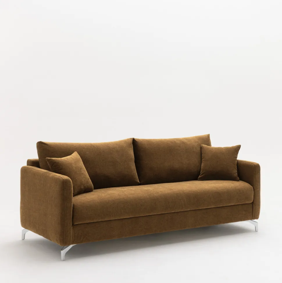 STEFFEN Canapé convertible express 3 places en tissu et pieds chrome