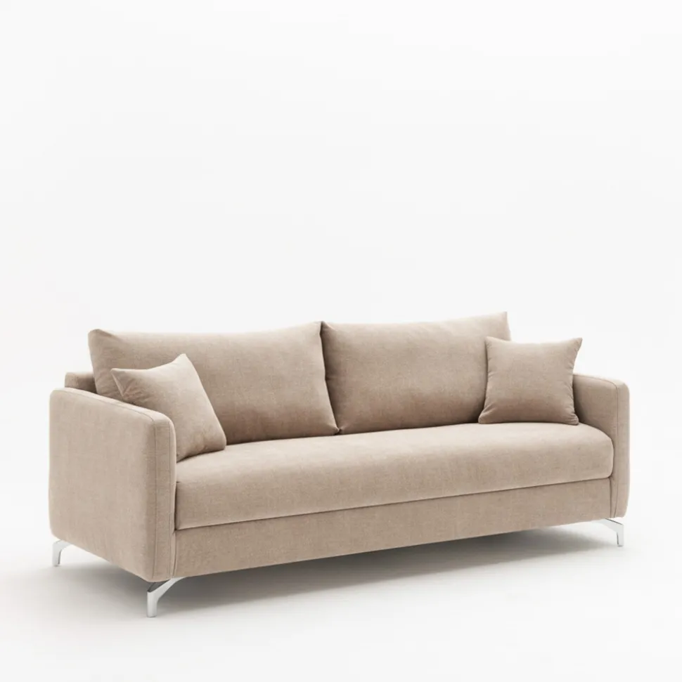 STEFFEN Canapé convertible express 3 places en tissu et pieds chrome