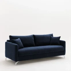 STEFFEN Canapé convertible express 3 places en tissu et pieds chrome