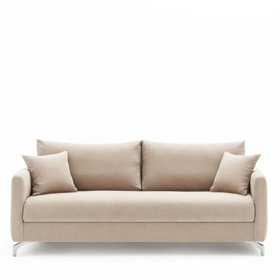 STEFFEN Canapé droit 3 places en tissu et pieds chrome