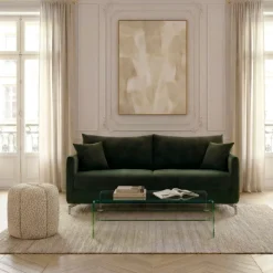 STEFFEN Canapé droit 3 places en tissu et pieds chrome