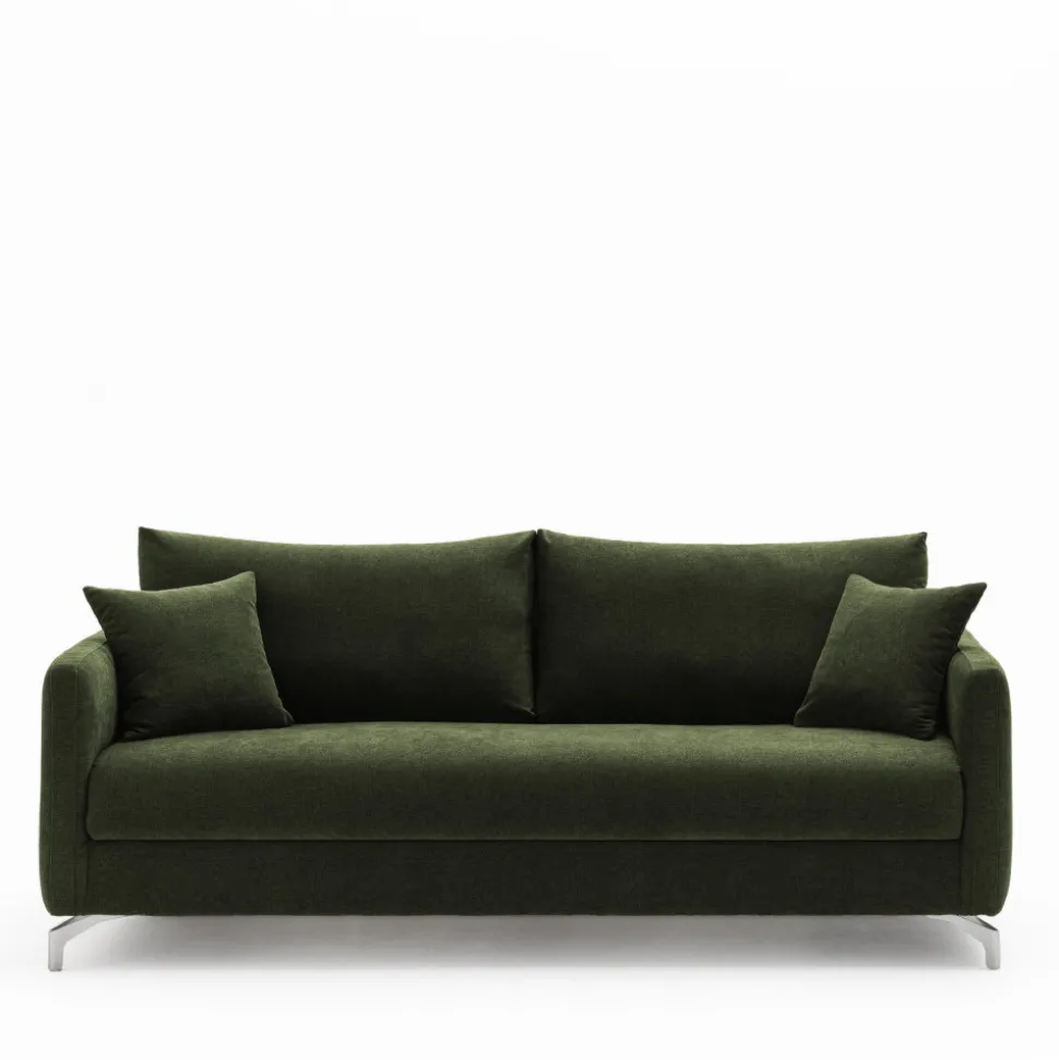 STEFFEN Canapé droit 3 places en tissu et pieds chrome