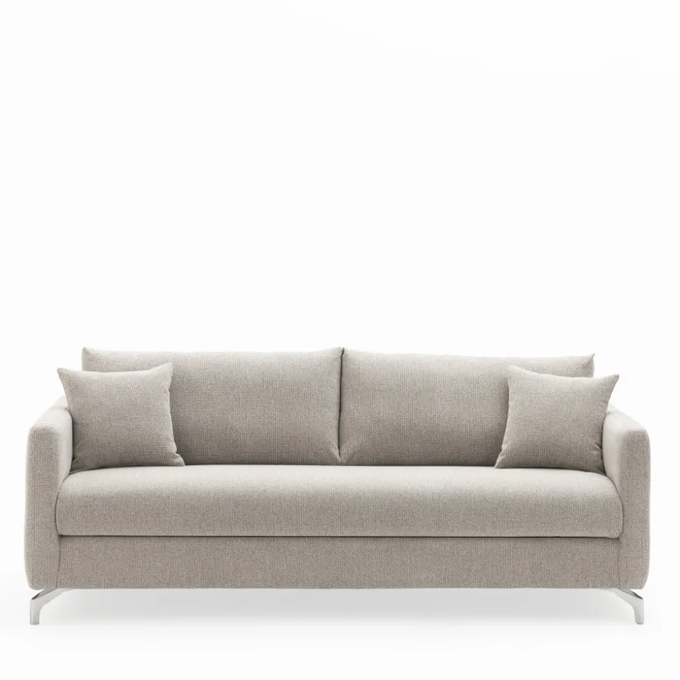 STEFFEN Canapé droit 3 places en tissu et pieds chrome