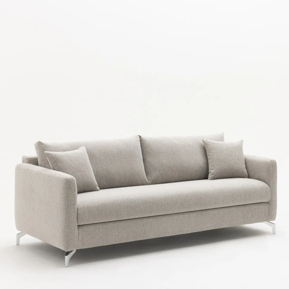 STEFFEN Canapé droit 3 places en tissu et pieds chrome