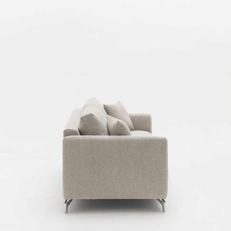 STEFFEN Canapé droit 3 places en tissu et pieds chrome