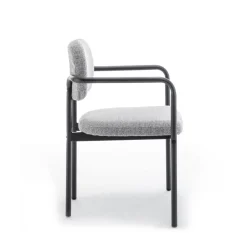STUART Lot de 2 fauteuils de table en tissu bouclette et métal