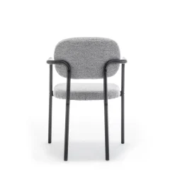 STUART Lot de 2 fauteuils de table en tissu bouclette et métal