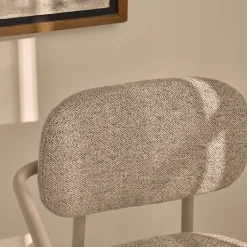 STUART Lot de 2 fauteuils de table en tissu bouclette pieds beiges