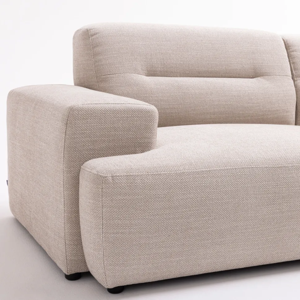 STUNE Canapé droit 4 places en tissu à accoudoirs larges