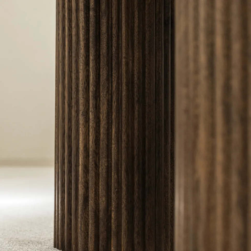 SULA Table basse en marbre et bois massif ø80cm