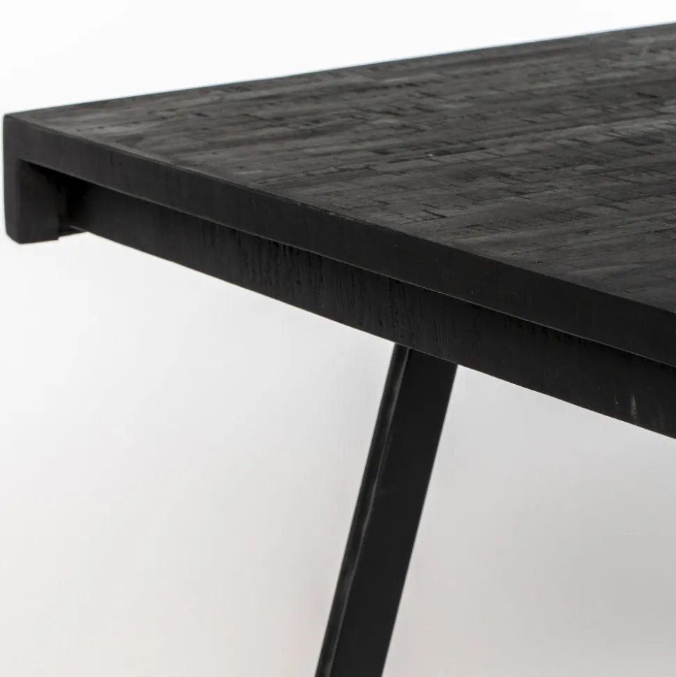 SURI Table à manger 4 personnes en teck recyclé et métal